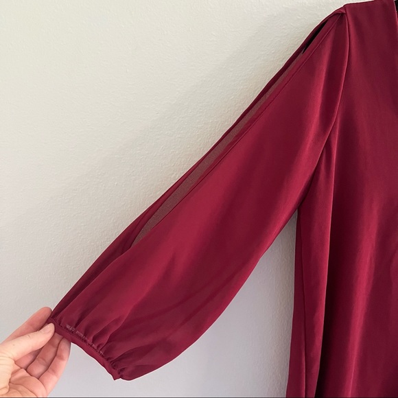 Lulus • Shifting Dears Maroon Long Sleeve Dress - Picture 3 of 5